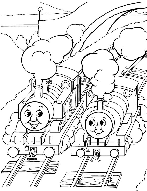 Plansa de colorat cu Trenuletul Thomas 49 44